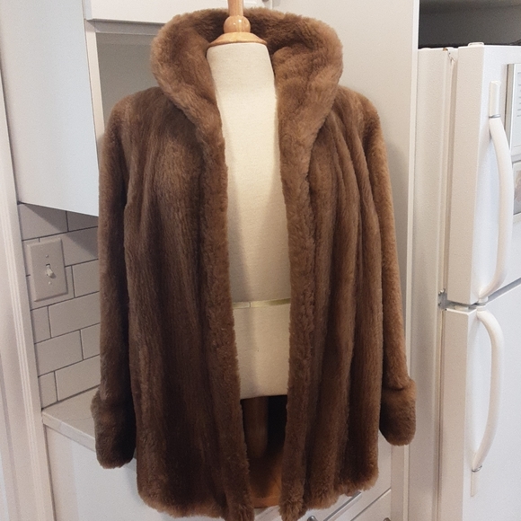 Vintage 1950s Sheared Real Fur Swing Coat - Picture 6 of 15
